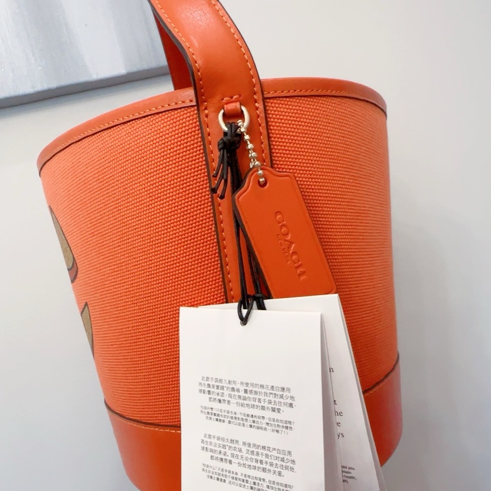 Coach Halloween Bucket Tote pumpkin pattern NWT CW533 - Picture 5 of 7